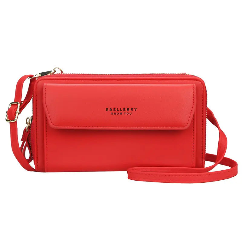 Ladies Long Wallet Double Zipper Large Capacity Diagonal Bag