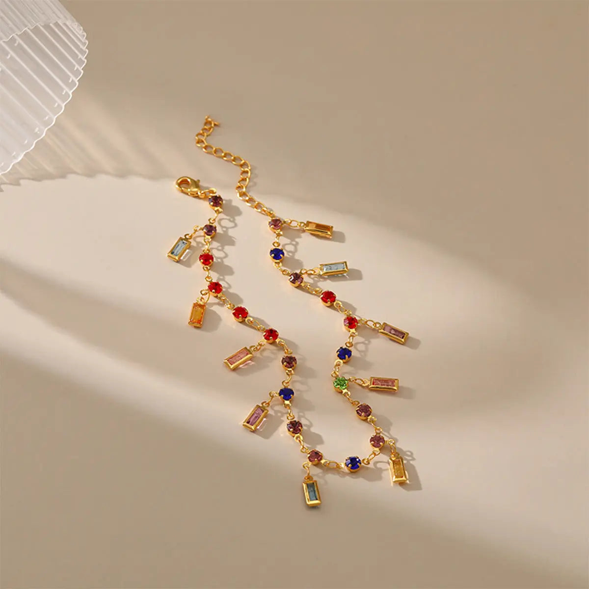 Retro Gold Plated Ankle Chain Color Acrylic 18K Gold Strip