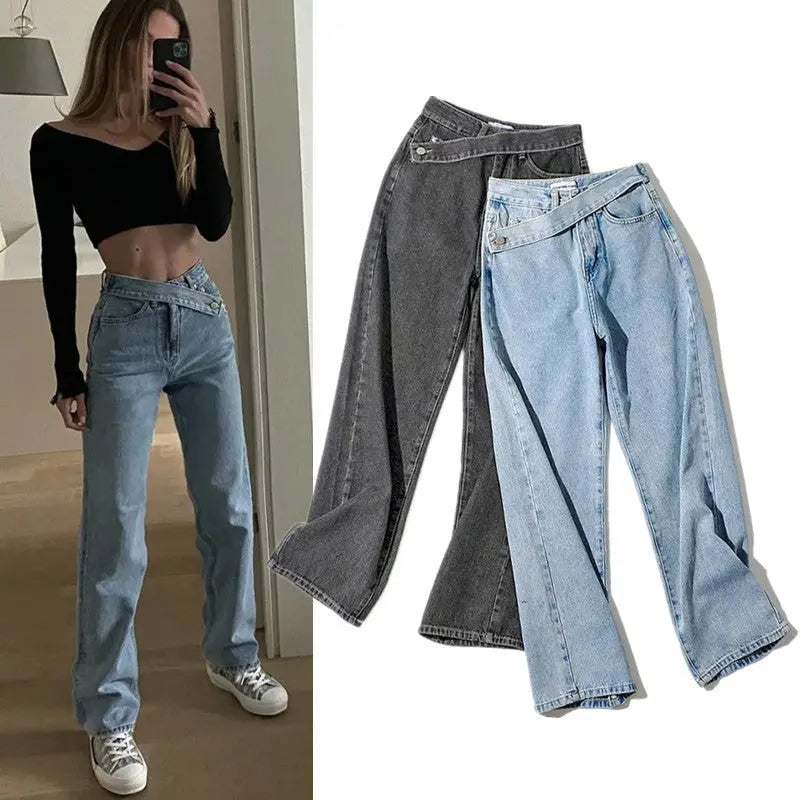 Wide-Legged Straight Jeans