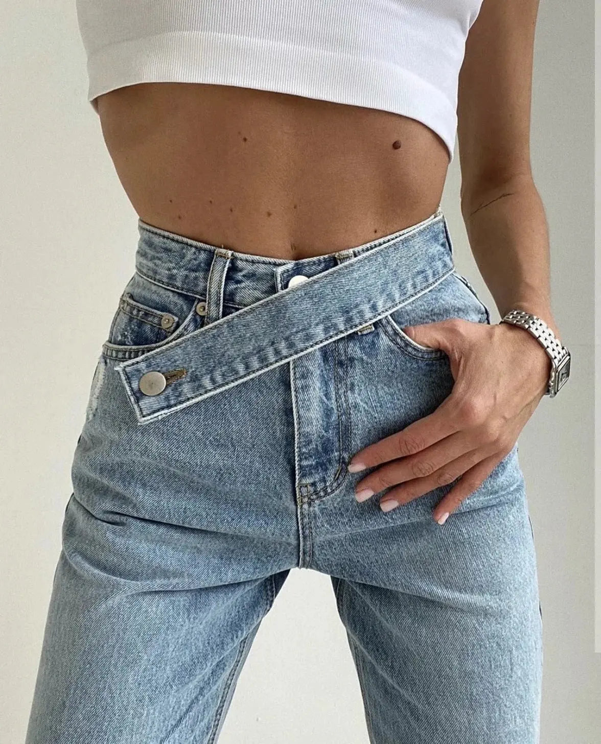 Wide-Legged Straight Jeans
