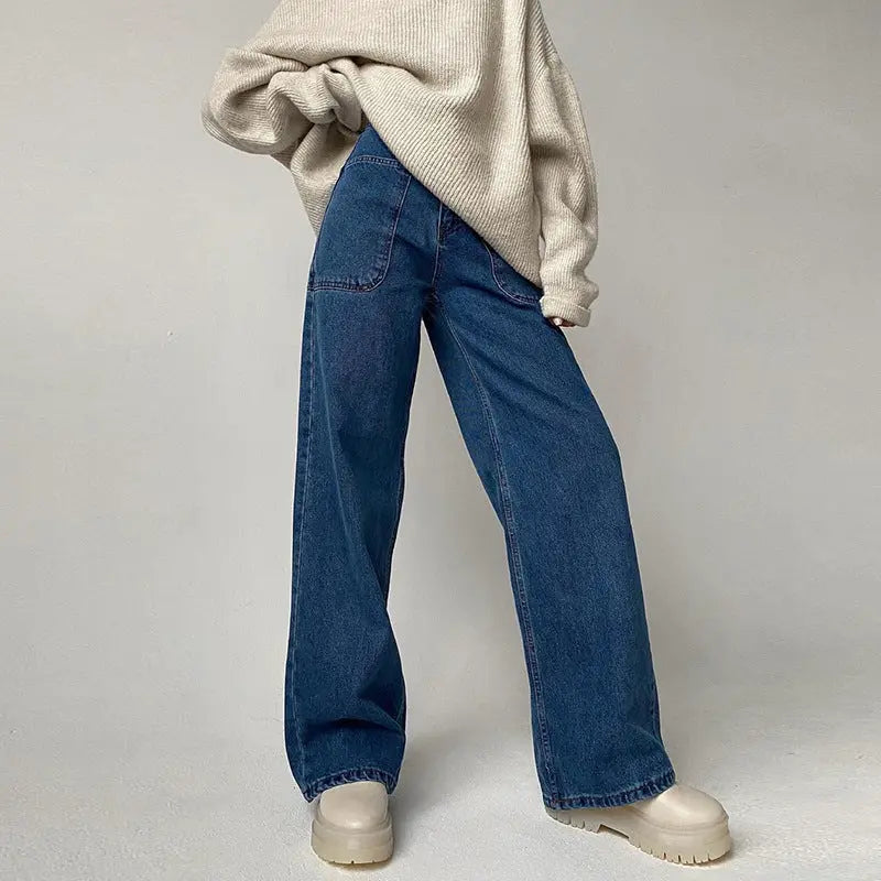Casual Patch Pocket Jeans