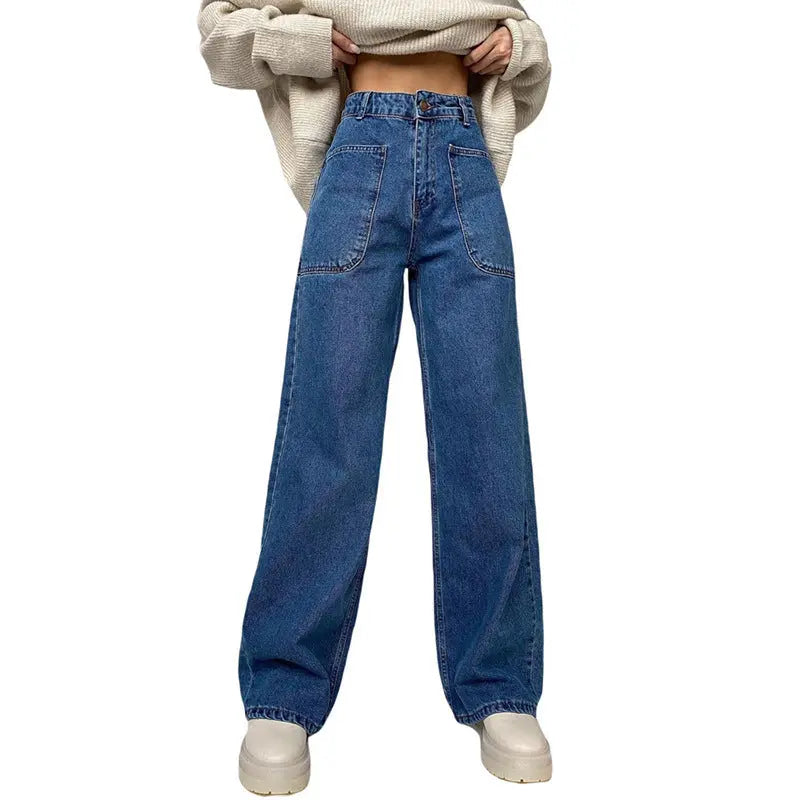 Casual Patch Pocket Jeans