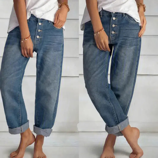 Casual Denim Straight Leg Jeans - Jeans #