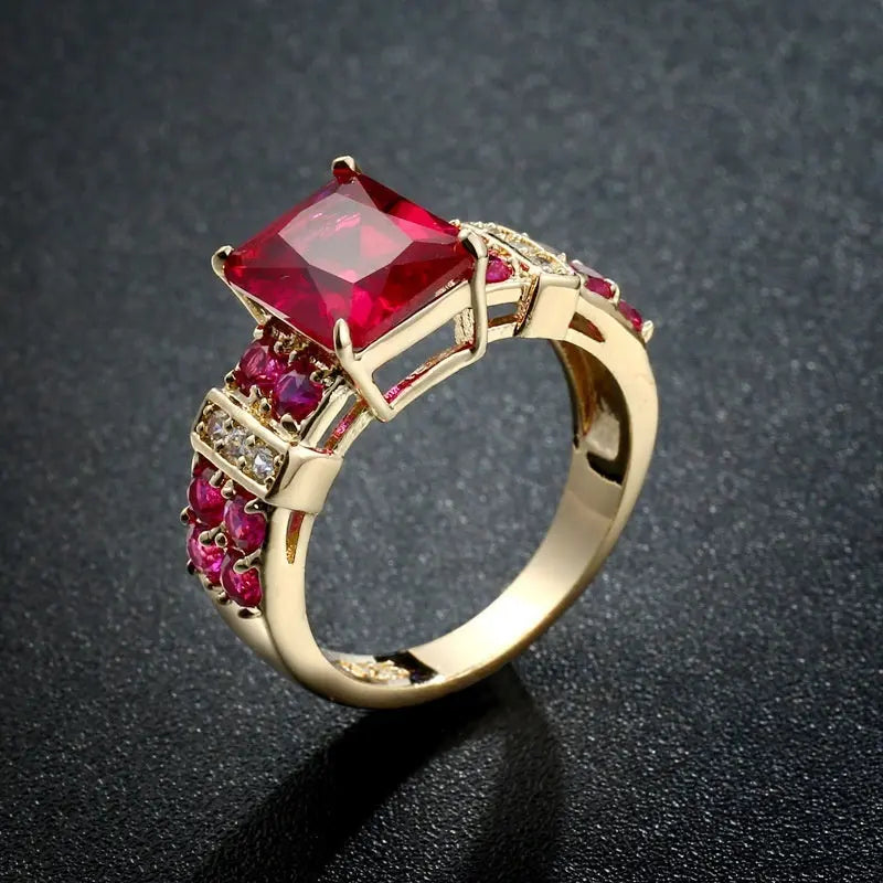 Copper Inlaid Zircon Punk Color Copper Ring