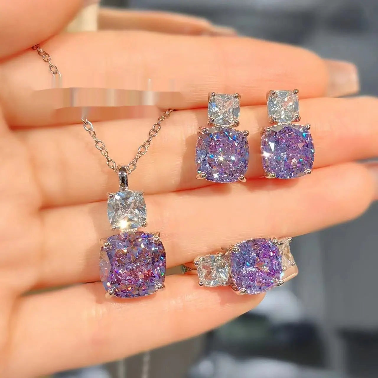 High Carbon Diamond Ice Flower Cut All-match Necklace