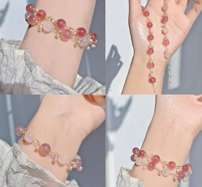 Zhi Zhi Mei Mei Pearl Strawberry Crystal Best Friend Bracelet