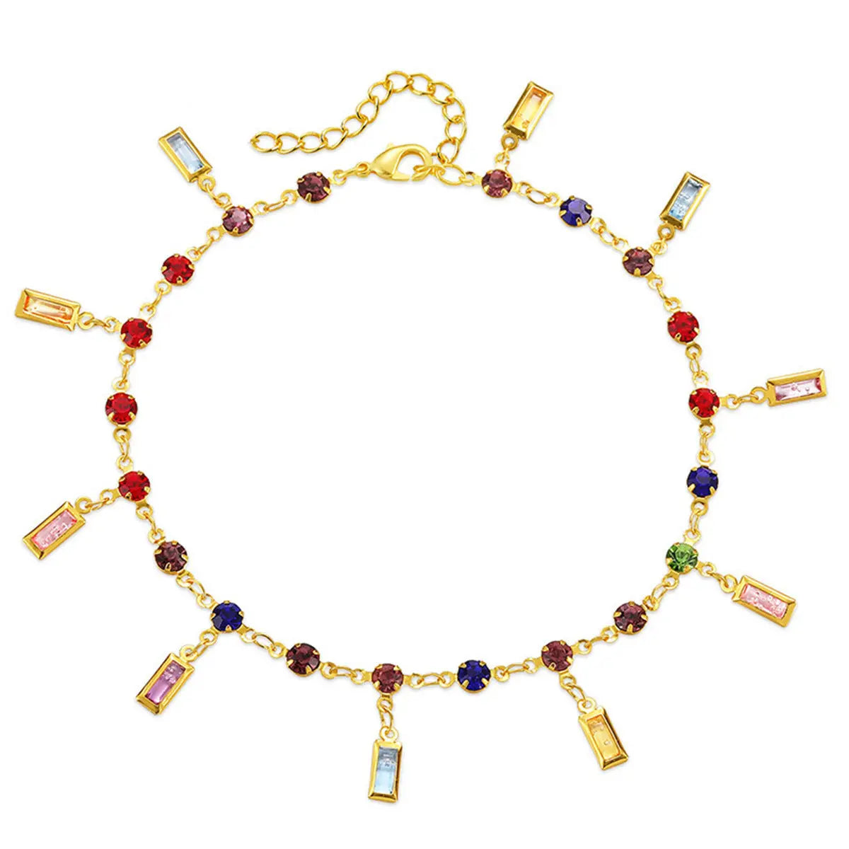 Retro Gold Plated Ankle Chain Color Acrylic 18K Gold Strip