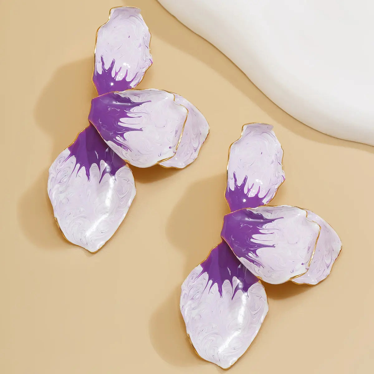 Gradient Petals Dripping Oil Exaggerated Earrings