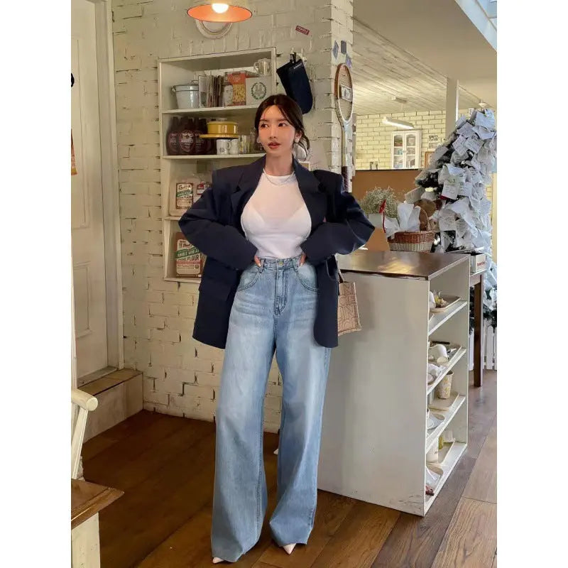 Versatile Heart Printing Wide-leg Jeans