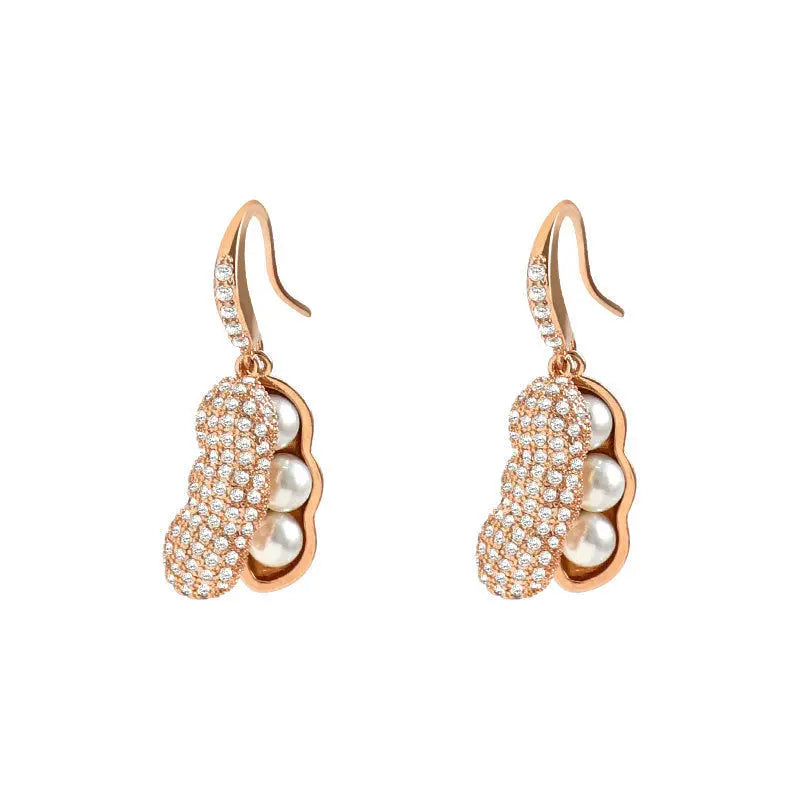 Women's Diamond Peanut Pearl Earrings