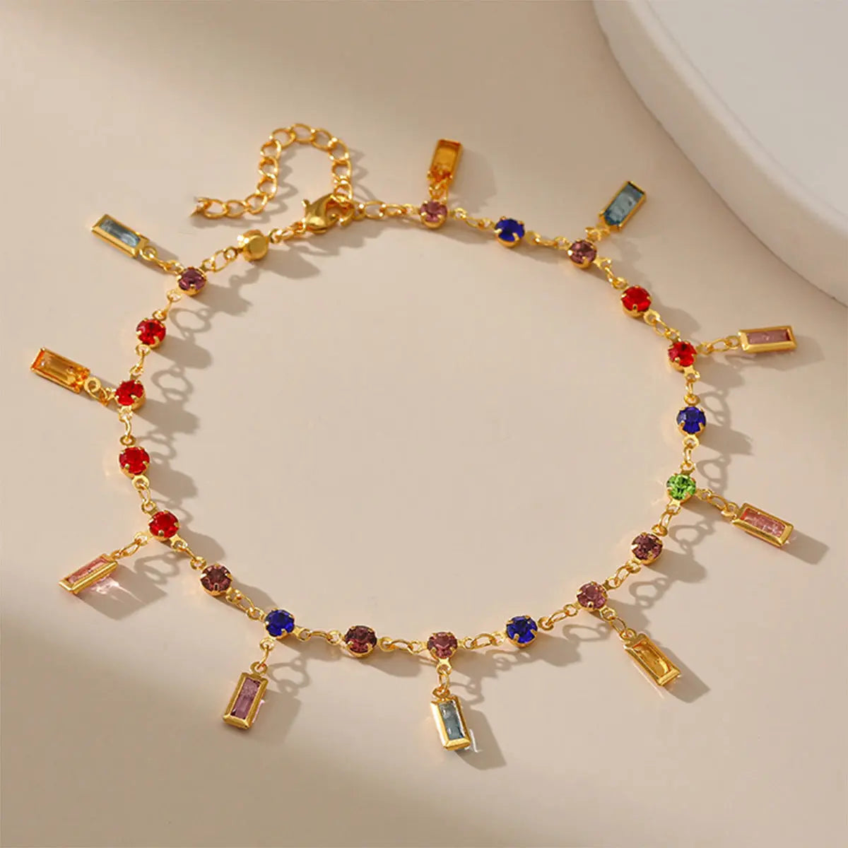 Retro Gold Plated Ankle Chain Color Acrylic 18K Gold Strip