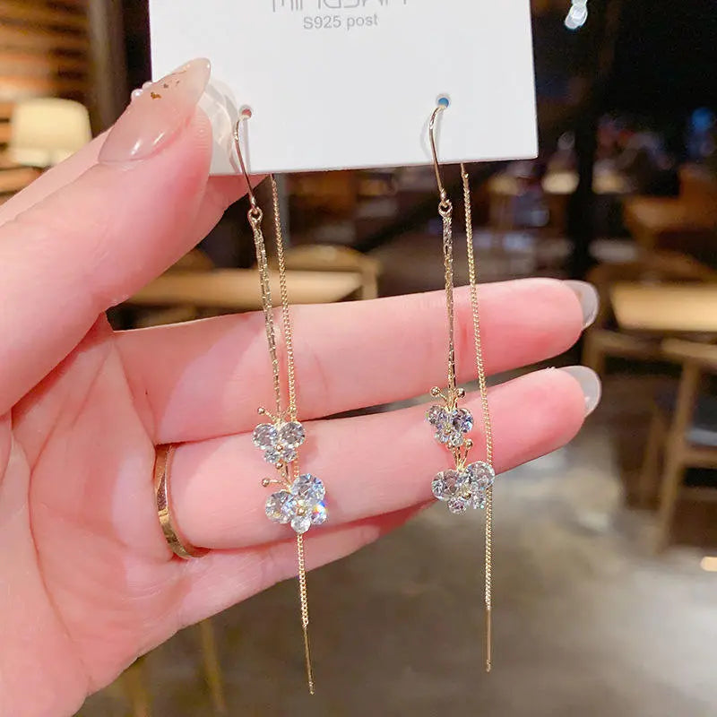 South Korea Butterfly Rhinestone Rhinestone Earrings Women