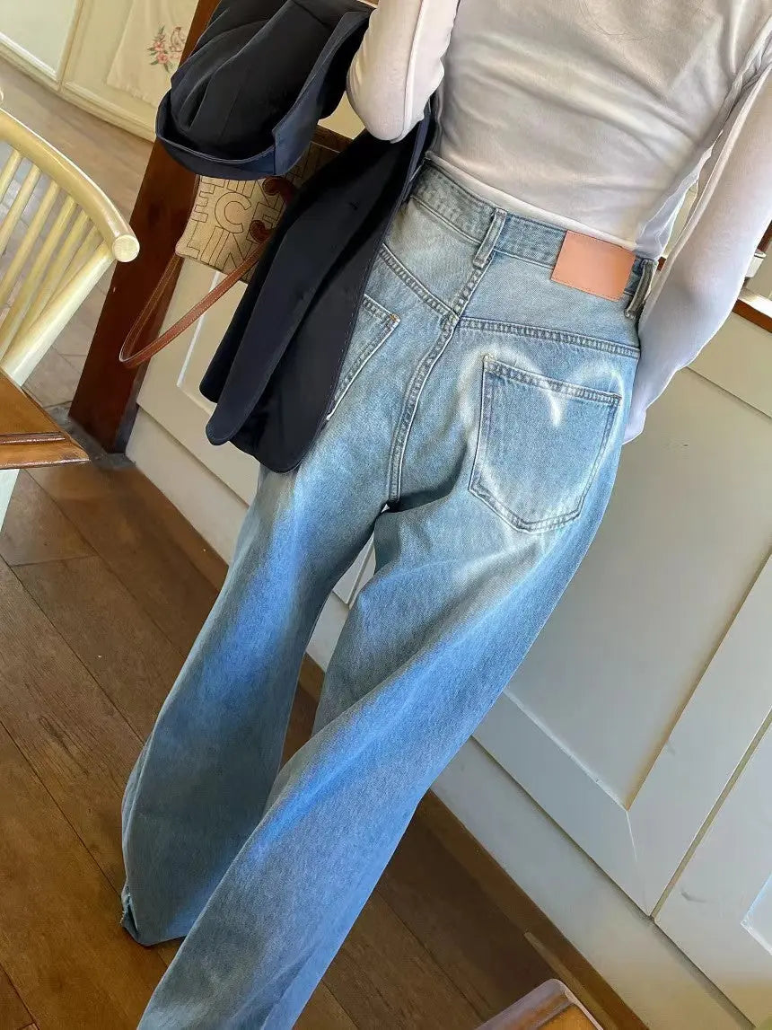 Versatile Heart Printing Wide-leg Jeans