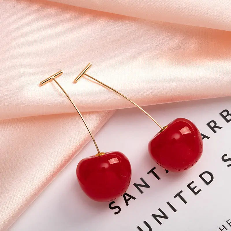 Red Cherry Fruit Acrylic Design Earrings