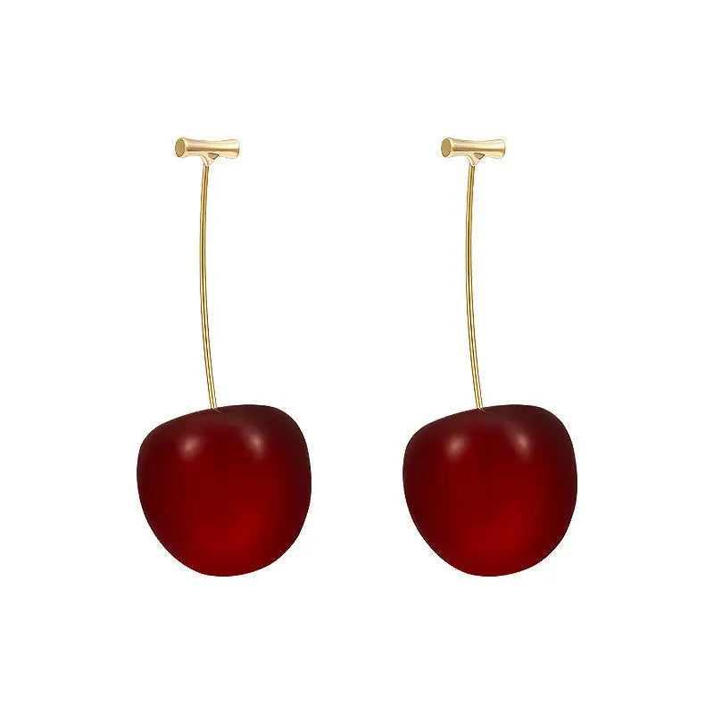 Red Cherry Fruit Acrylic Design Earrings