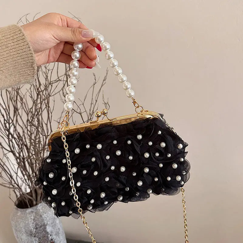 Women's Dinner Flower Clipped Button Shell Bag