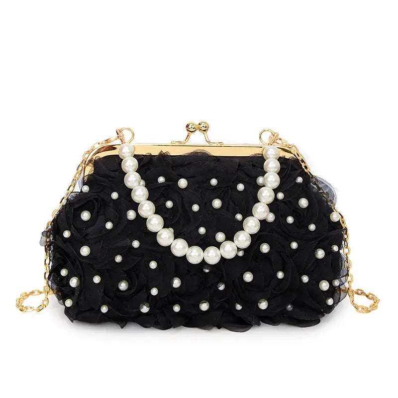 Women's Dinner Flower Clipped Button Shell Bag