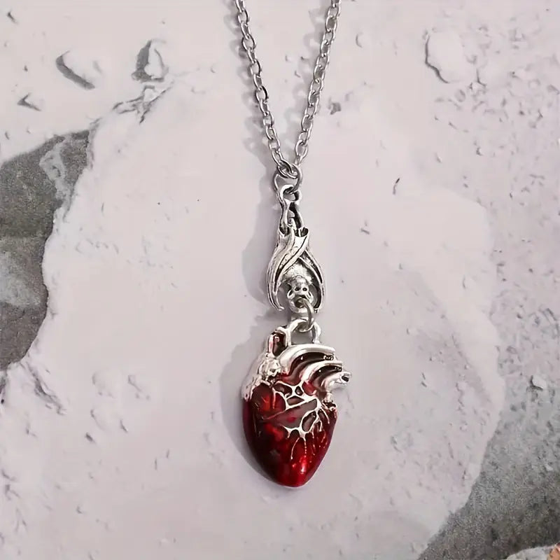 Bat-shaped Blood Drop Heart Pendant Necklace