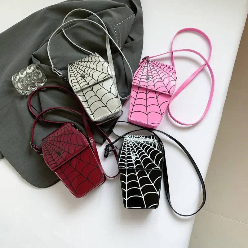 Personalized Niche Design Spider Printed Shoulder Bag Western Style Messenger Bag