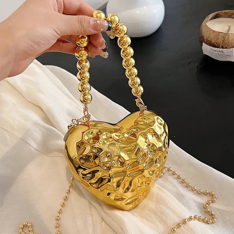 Metal Silver Mini Love Crossbody Bag