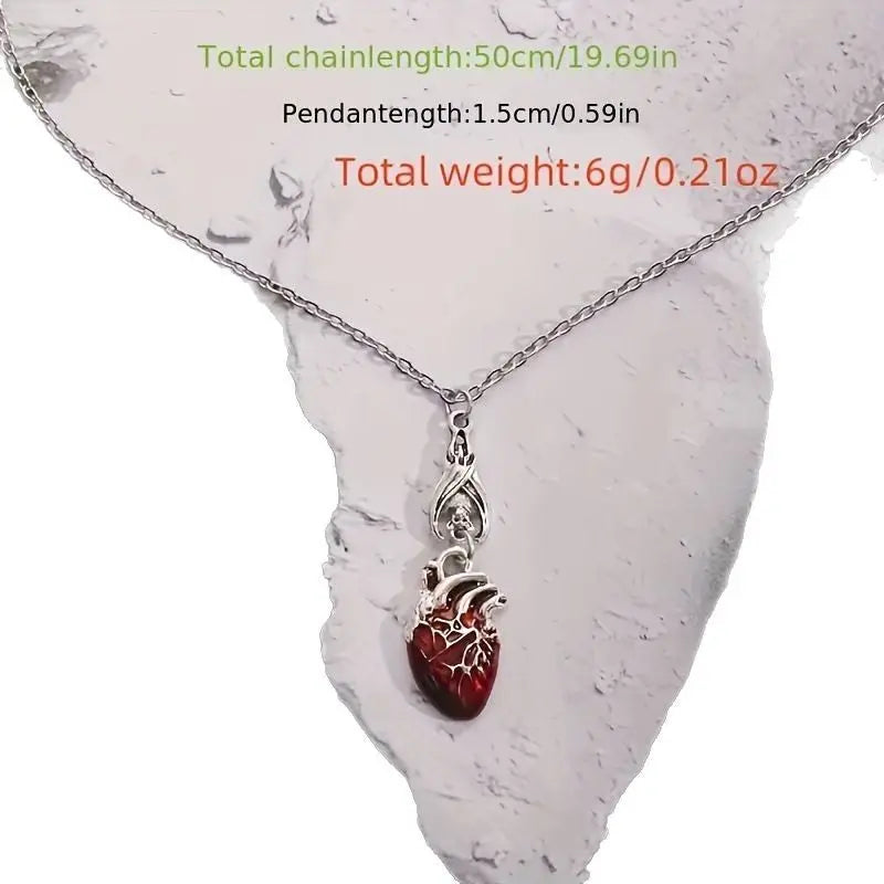 Bat-shaped Blood Drop Heart Pendant Necklace