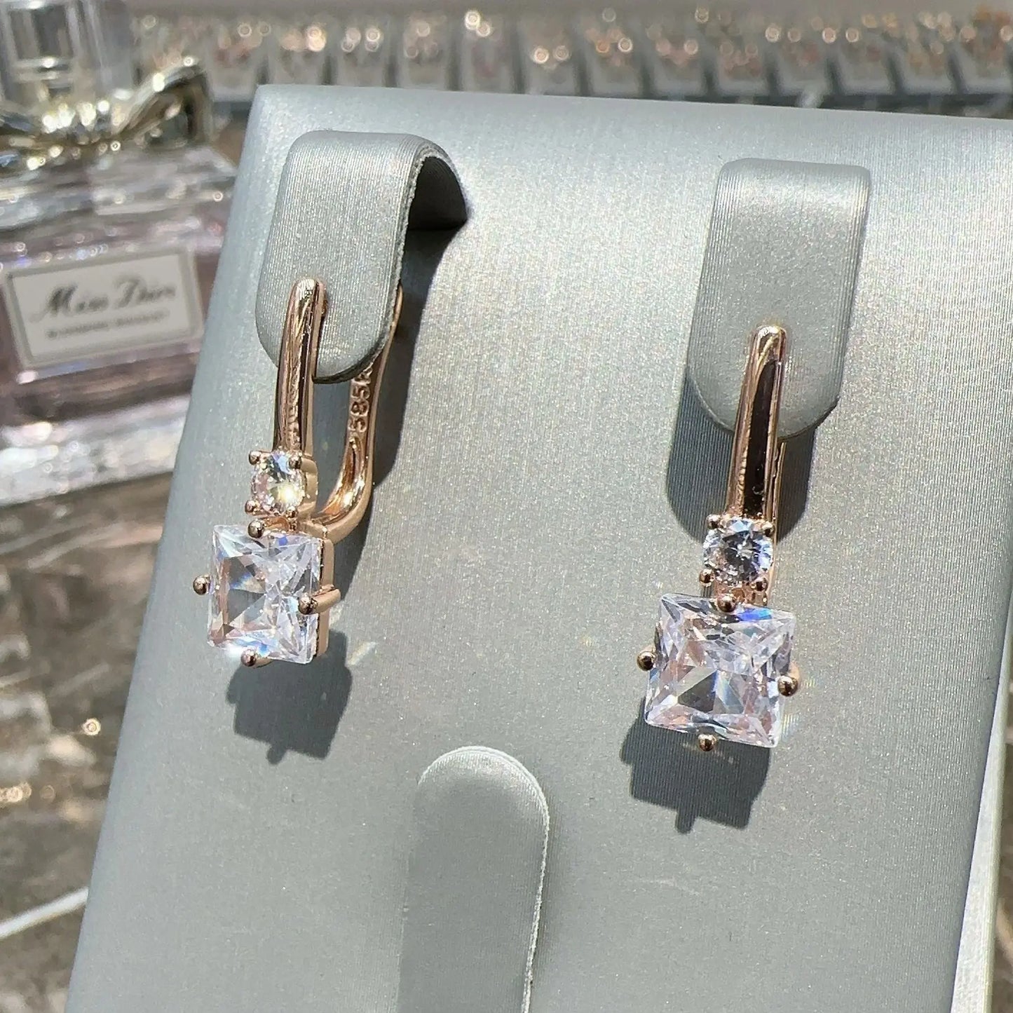 Square Zircon Exquisite“ Ohrclips - Schmuck #