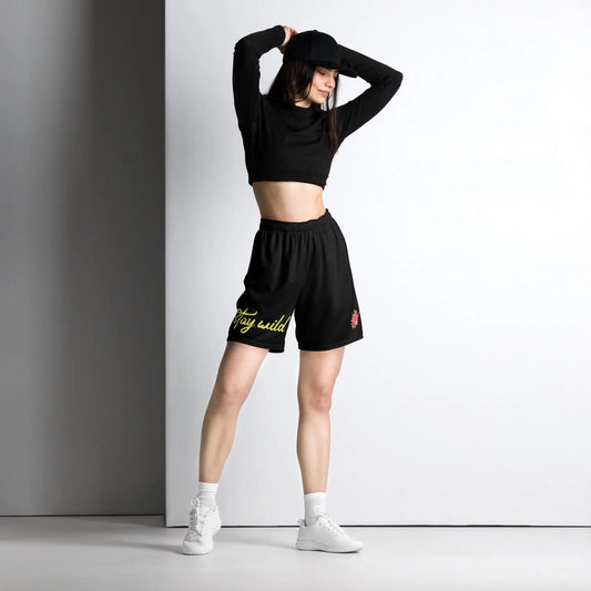 Stay Wild - Mesh-Shorts - Shirts, Leggings, Kleider, Sport-BHs, Shorts, Bademoden, Fahnen, Stoffe, Haarschmuck #