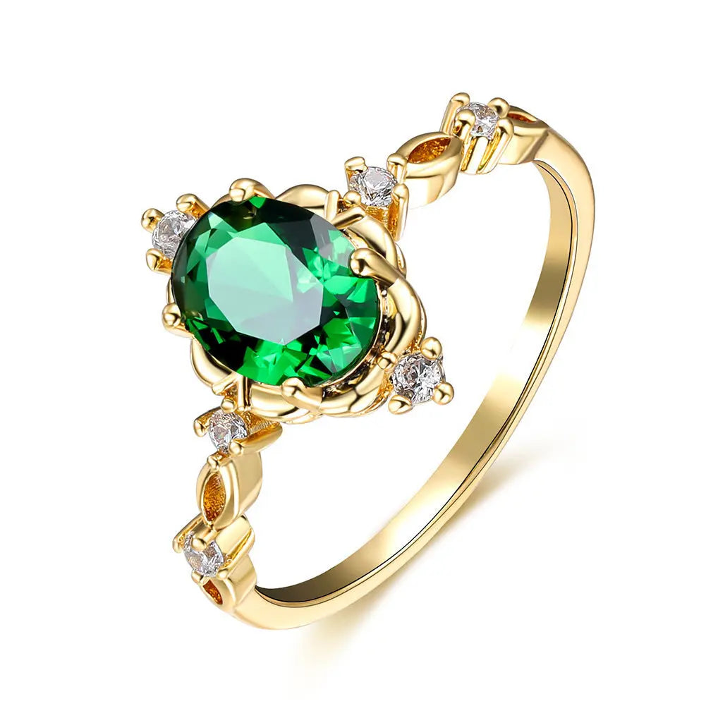 Drop-shaped Inlaid Zircon Alloy Ring