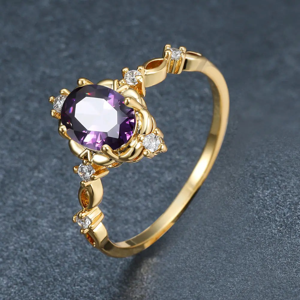 Drop-shaped Inlaid Zircon Alloy Ring