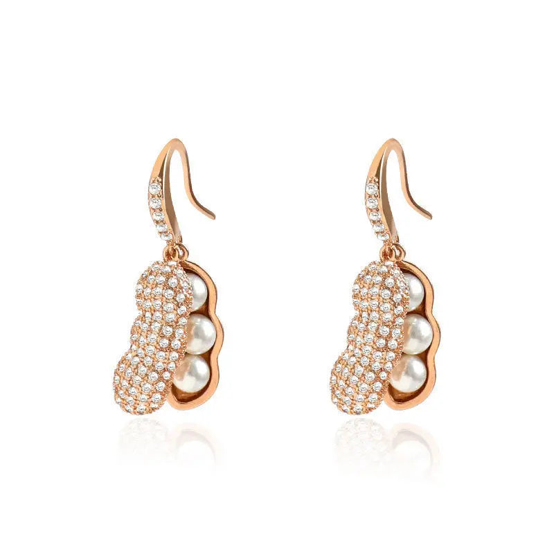 Women's Diamond Peanut Pearl Earrings