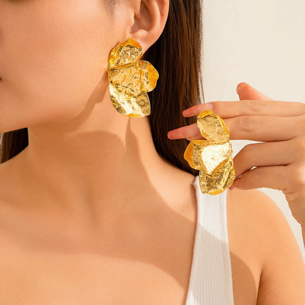 Gradient Petals Dripping Oil Exaggerated Earrings