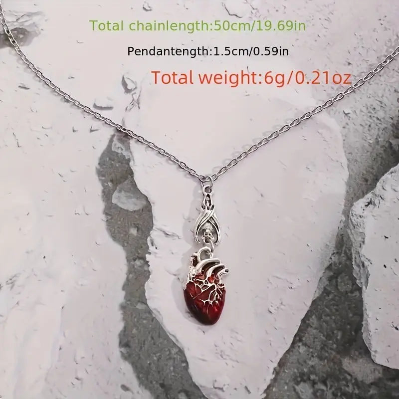 Bat-shaped Blood Drop Heart Pendant Necklace
