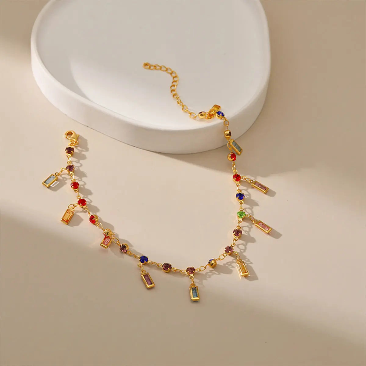 Retro Gold Plated Ankle Chain Color Acrylic 18K Gold Strip