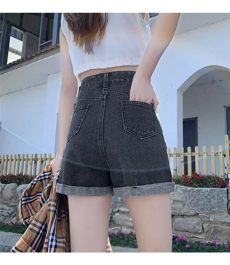 Hearts High Waist Jeans Shorts