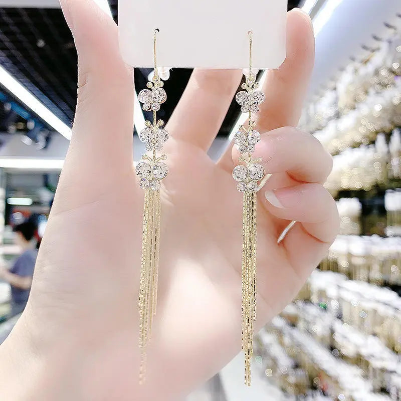 South Korea Butterfly Rhinestone Rhinestone Earrings Women