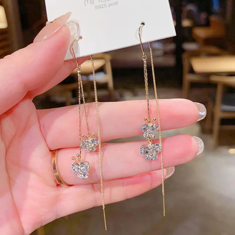 South Korea Butterfly Rhinestone Rhinestone Earrings Women