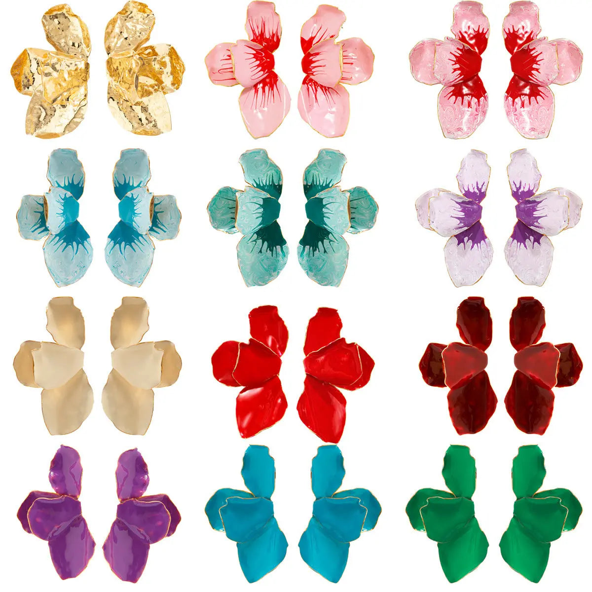Gradient Petals Dripping Oil Exaggerated Earrings