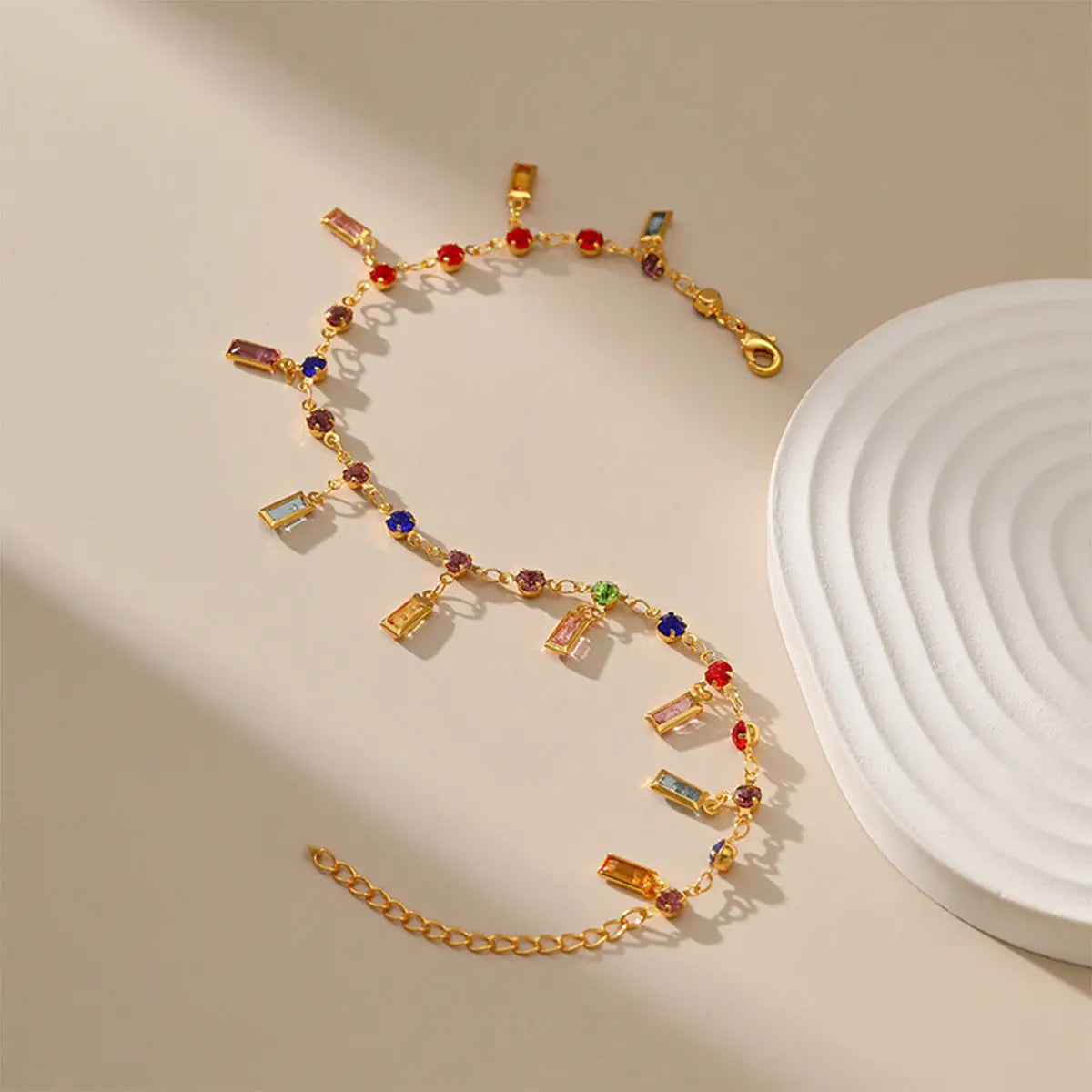 Retro Gold Plated Ankle Chain Color Acrylic 18K Gold Strip