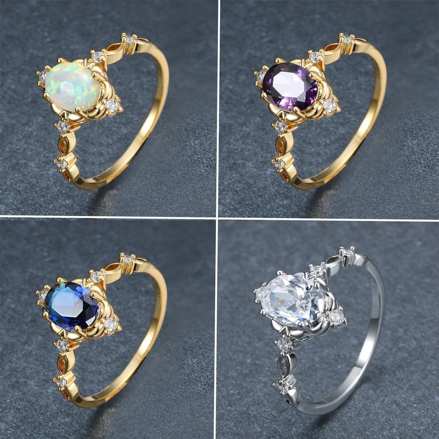 Drop-shaped Inlaid Zircon Alloy Ring