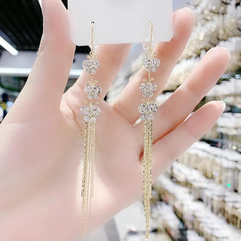 South Korea Butterfly Rhinestone Rhinestone Earrings Women