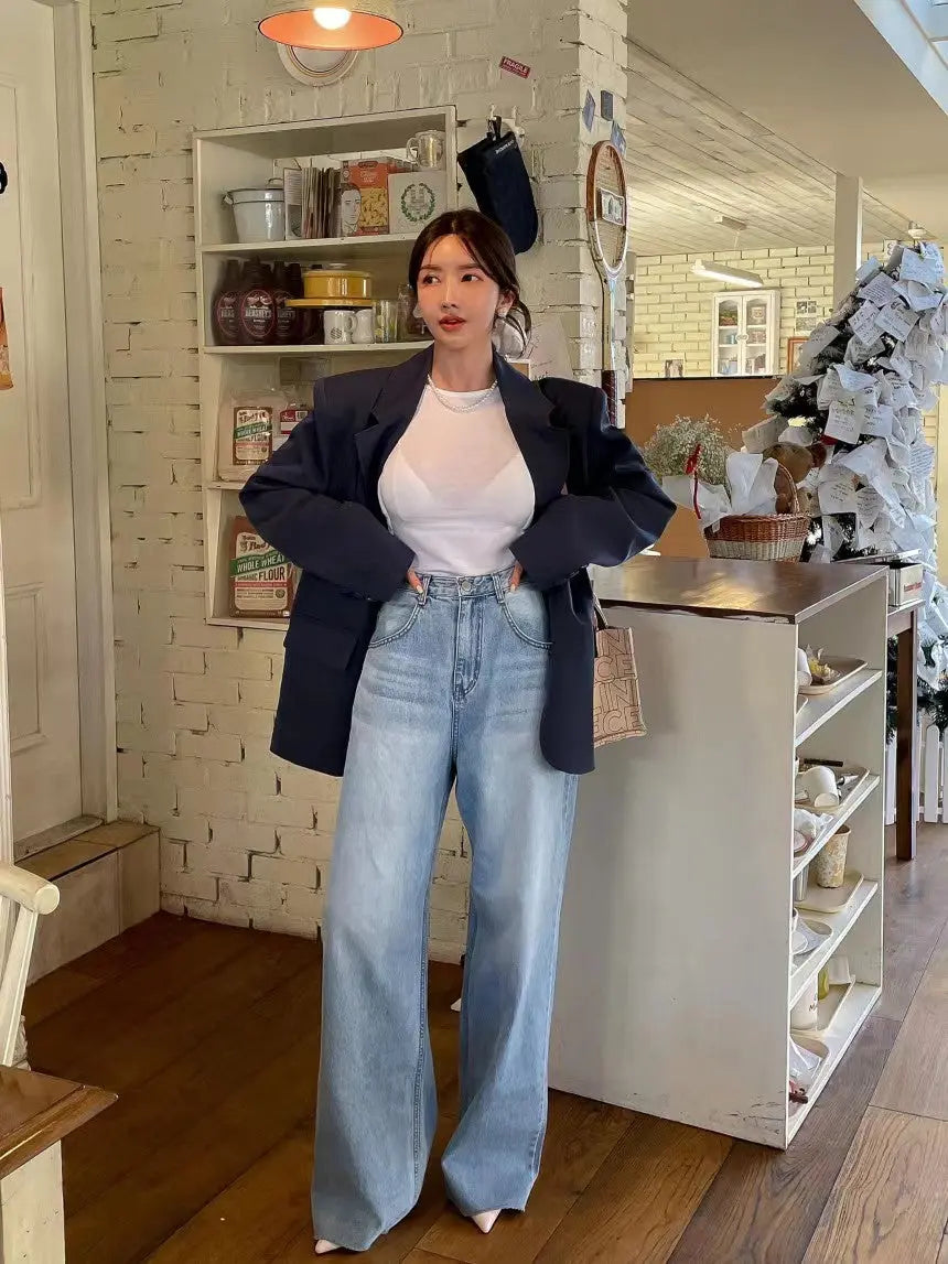Versatile Heart Printing Wide-leg Jeans
