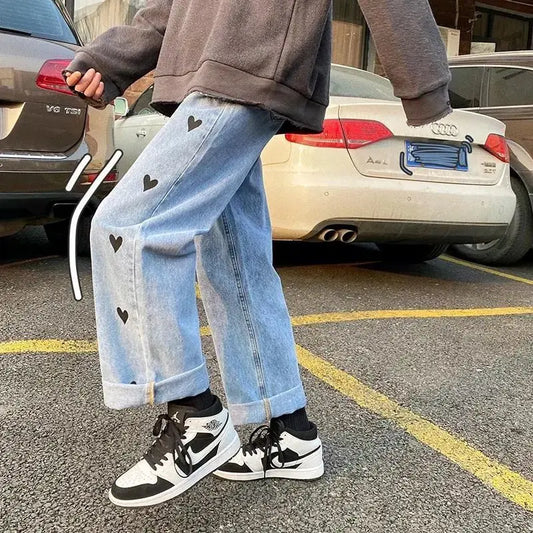 "Hearts" - Straight Jeans - Jeans #