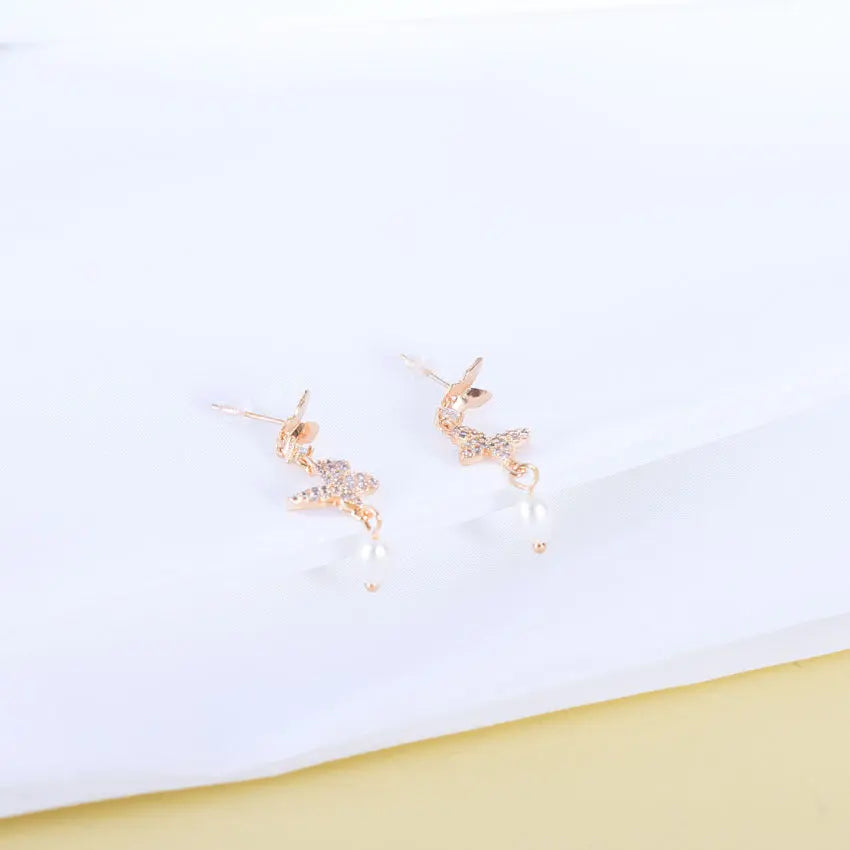 Freshwater Pearl Handmade Butterfly Earrings
