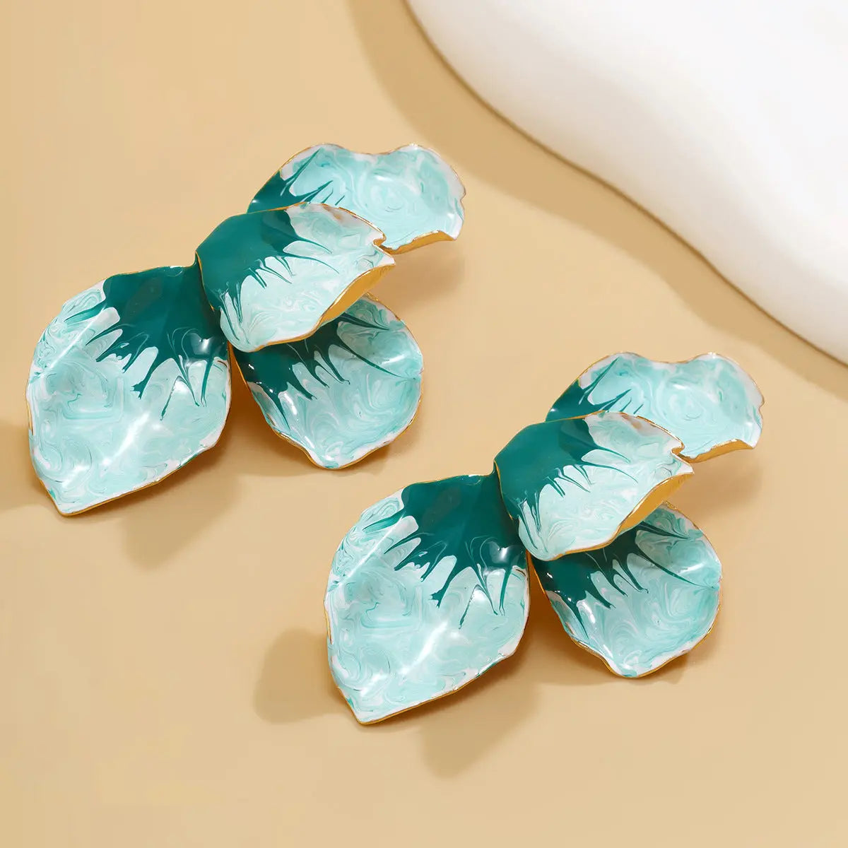 Gradient Petals Dripping Oil Exaggerated Earrings