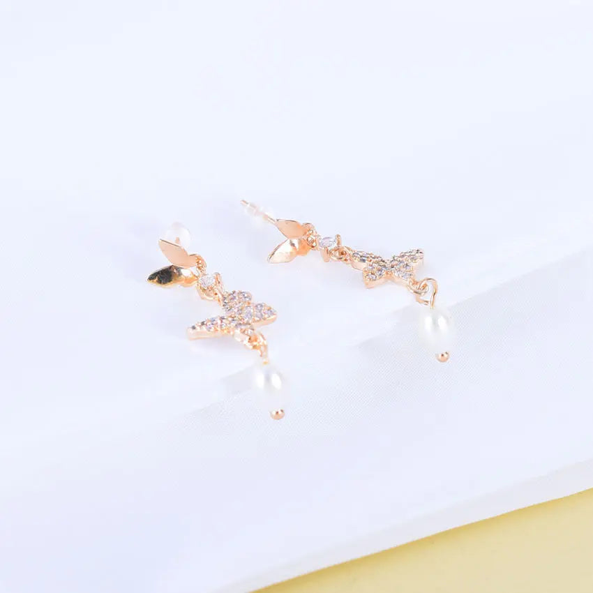 Freshwater Pearl Handmade Butterfly Earrings