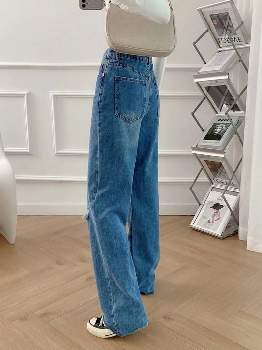 Slim Wide Leg Straight Jeans