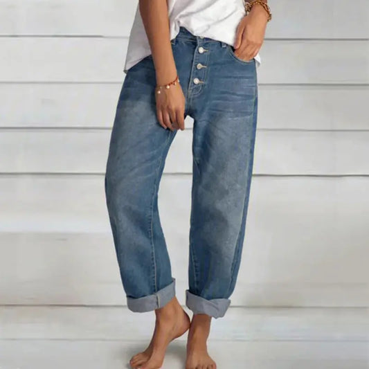 Casual Denim Straight Leg Jeans
