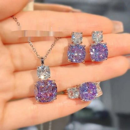 High Carbon Diamond Ice Flower Cut All-match Necklace -   0