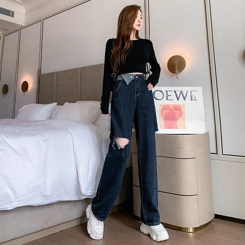 Tube Hole Mop Pants -   Jeans #