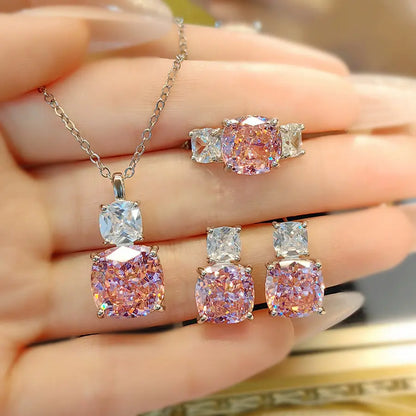 High Carbon Diamond Ice Flower Cut All-match Necklace -   0